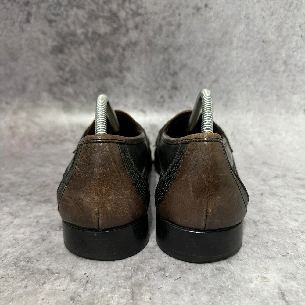 Florsheim Tassel Loafers Mens 10 Black Brown Bio Comfort Woven Leather Slip On